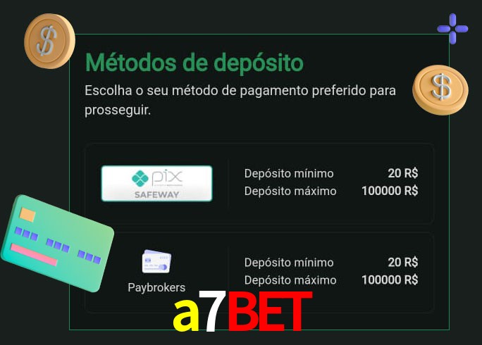 O cassino a7bet oferece uma grande variedade de métodos de pagamento